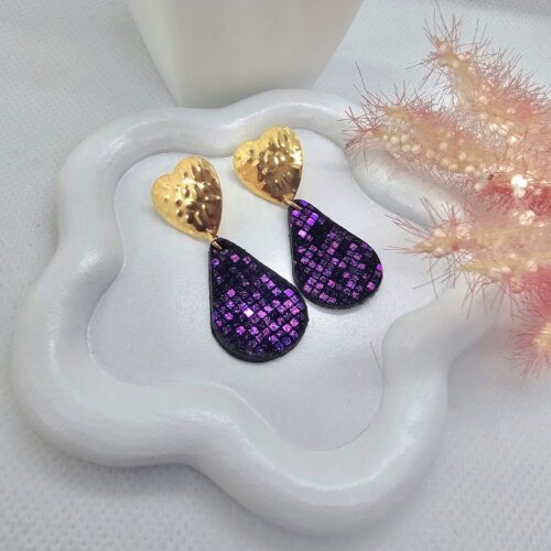 boucles d'oreilles cuir violet colorbijoux boucles d'oreilles cuir violet colorbijoux