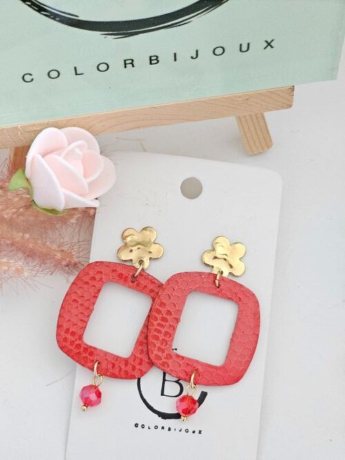 Boucles d'doreilles corail en cuir colorbijoux