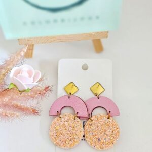 Boucles d'doreilles lune rose en cuir colorbijoux