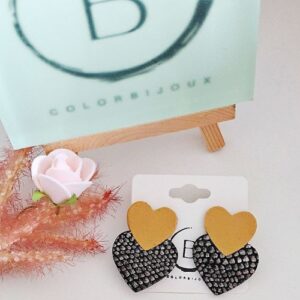 Boucles d'oreilles 2 coeur beige cuir colorbijoux