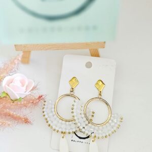 Boucles d'oreilles blanc en perle de verre colorbijoux