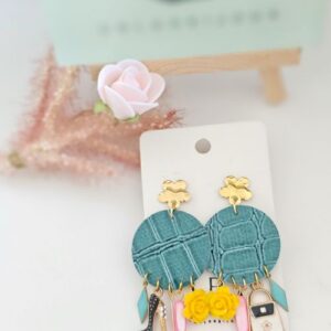 Boucles d'oreilles cuir ronde turquoise colorbijoux