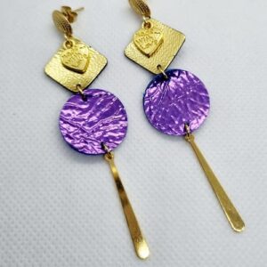 Boucles d'oreilles doré lilas en cuir colorbijoux (2)