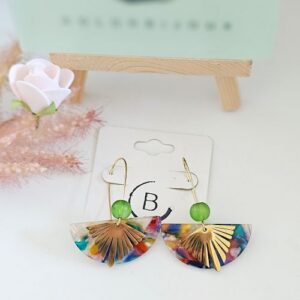 Boucles d'oreilles en résine vert 1 colorbijoux