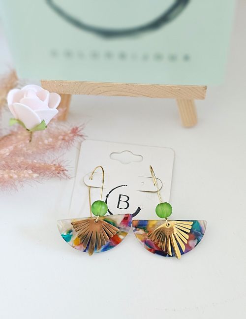 Boucles d'oreilles en résine vert 1 colorbijoux