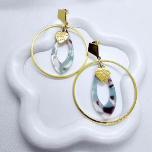 Boucles d'oreilles en résine violet bleu colorbijoux