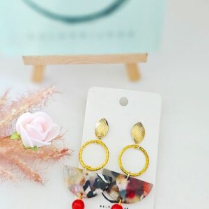 Boucles d'oreilles eventail rouge résine colorbijoux