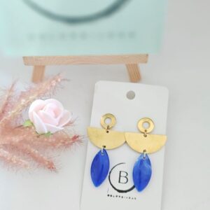 Boucles d'oreilles feuille bleu résine colorbijoux