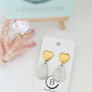 Boucles d'oreilles goutte cuir rose poudré colorbijoux