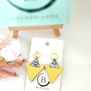 Boucles d'oreilles jaune cuir triangle colorbijoux