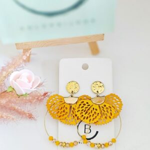 Boucles d'oreilles moutarde en perles de verre colorbijoux