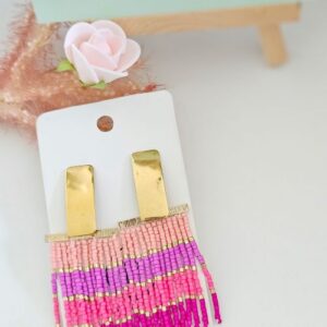 Boucles d'oreilles rocaille fuschia colorbijoux