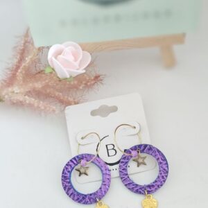 Boucles d'oreilles violet en cuir colorbijoux