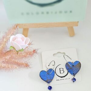 Créoles coeur argenté bleu en cuir colorbijoux