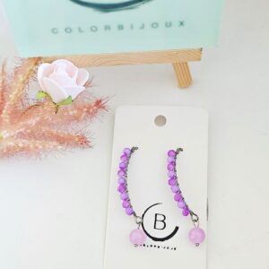 Dormeuse violet en perles de verre colorbijoux