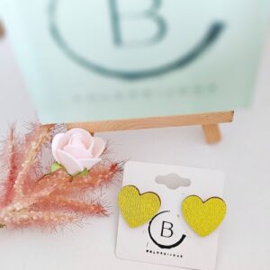 Puce coeur jaune cuir colorbijoux