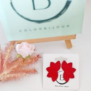 Puce eventail rouge cuir colorbijoux