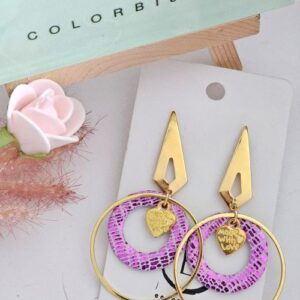 boucles d'oreilles double anneaux lilas