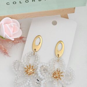 Boucles d'doreilles fleur verre blanc