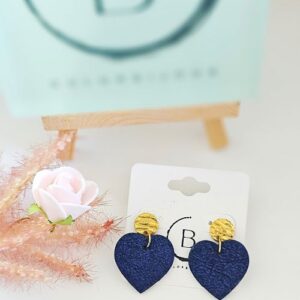 Boucles d'oreilles coeur bleu cuir colorbijoux