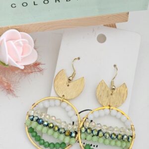Boucles d'oreilles perle verre vert
