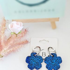 Créole fleur bleu cuir colorbijoux