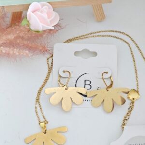 Parure acier inoxydable fleur