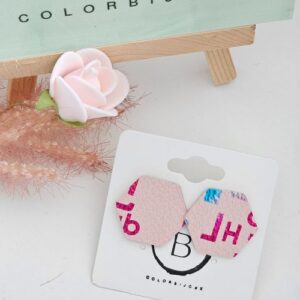 Puce hexagone rose cuir colorbijoux