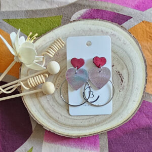 Boucle d'oreilles Vênus cuir fuchsia (1)