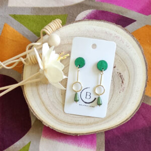 Boucles d'doreilles Gina cuir vert (1)
