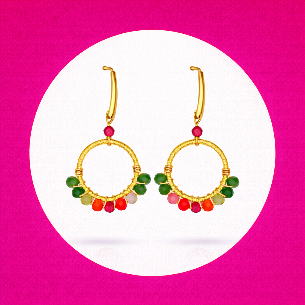 Boucles d'oreilles Arielle en perles de verre multicolore (1)
