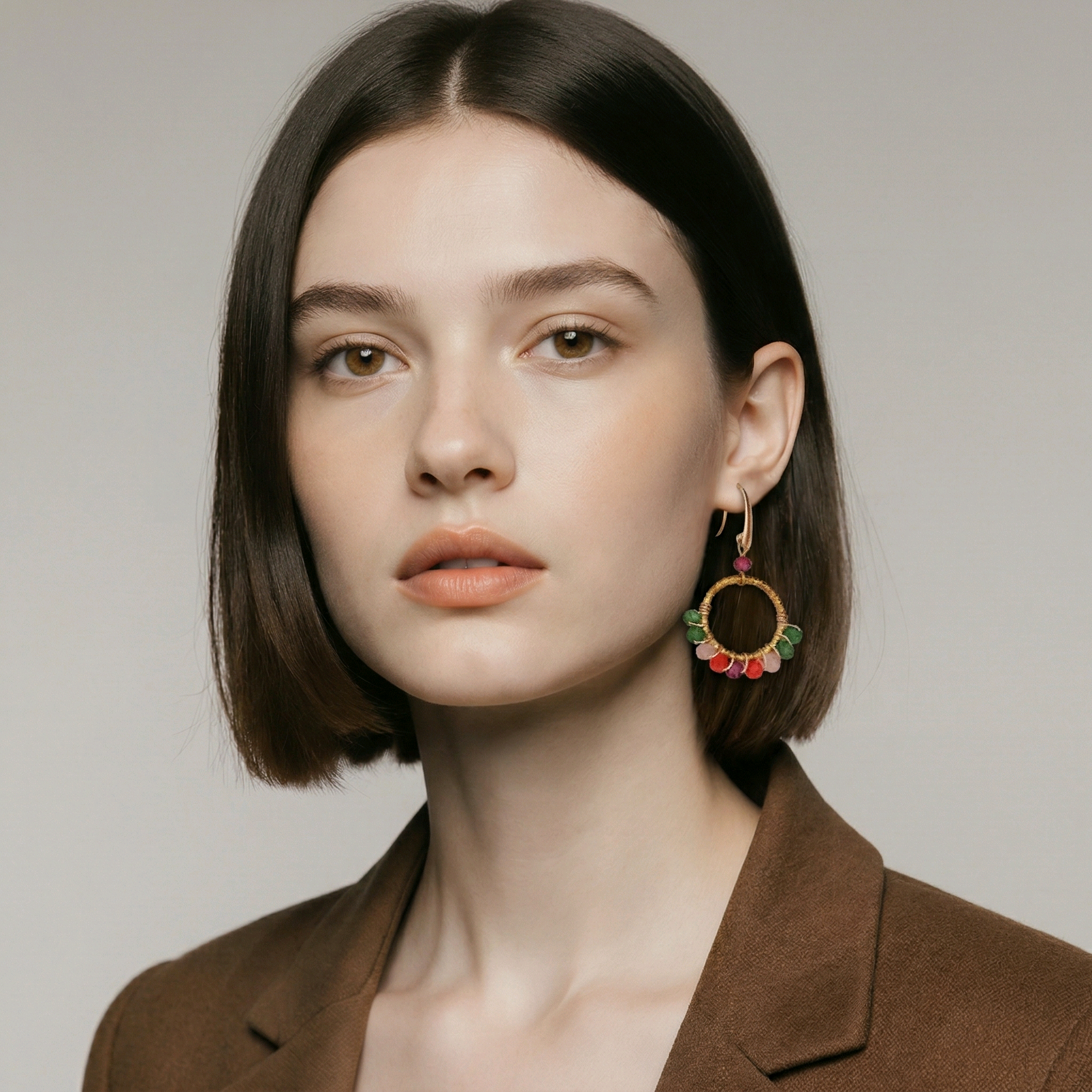 Boucles d'oreilles Arielle en perles de verre multicolore (2)