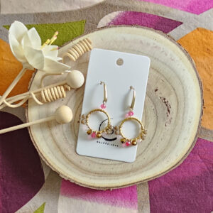 Boucles d'oreilles Arielle en perles de verre rose marron