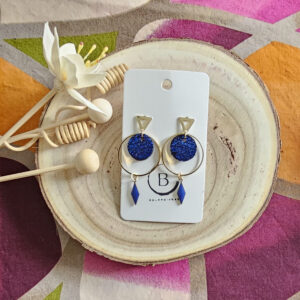 Boucles d'oreilles Candy en cuir bleu (1)
