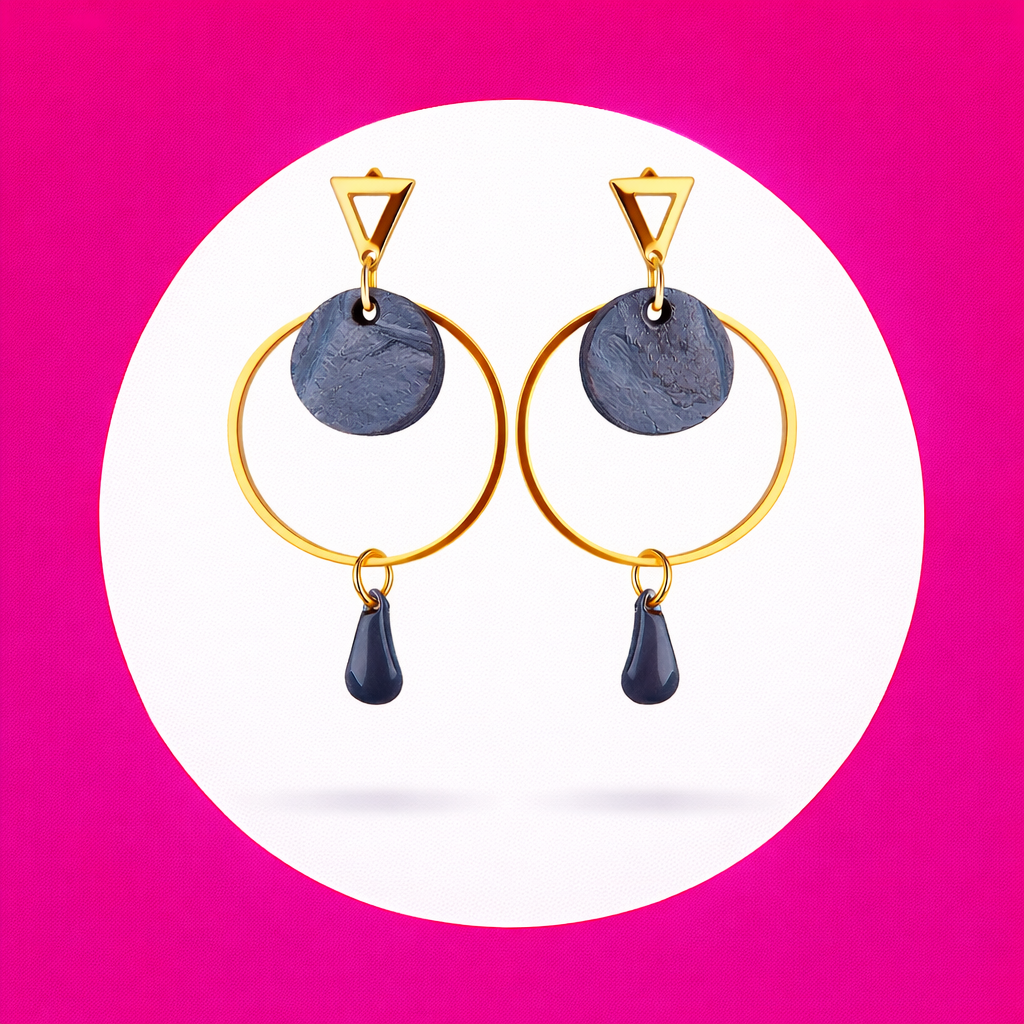 Boucles d'oreilles Candy en cuir gris (2)