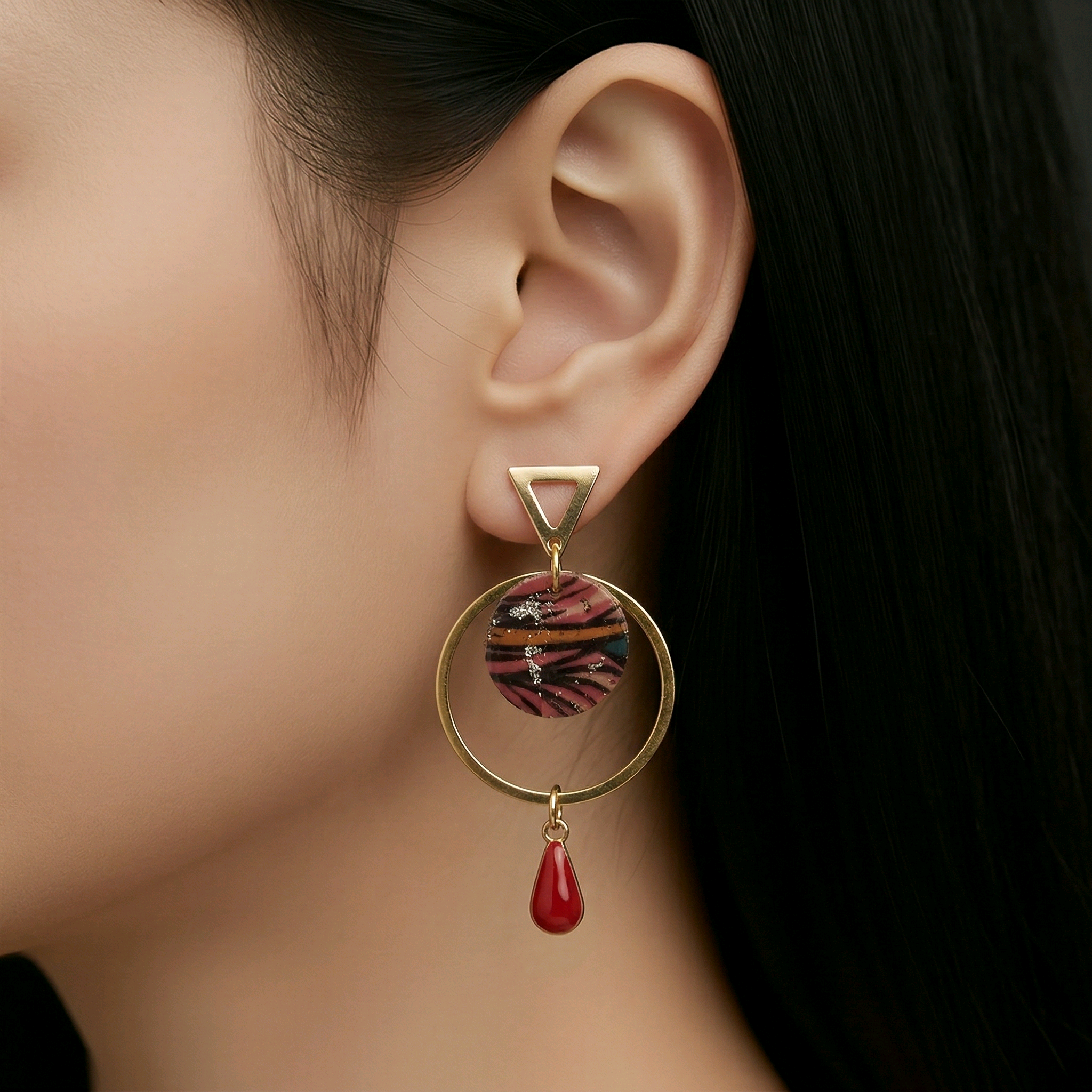 Boucles d'oreilles Candy en cuir rouge (1)