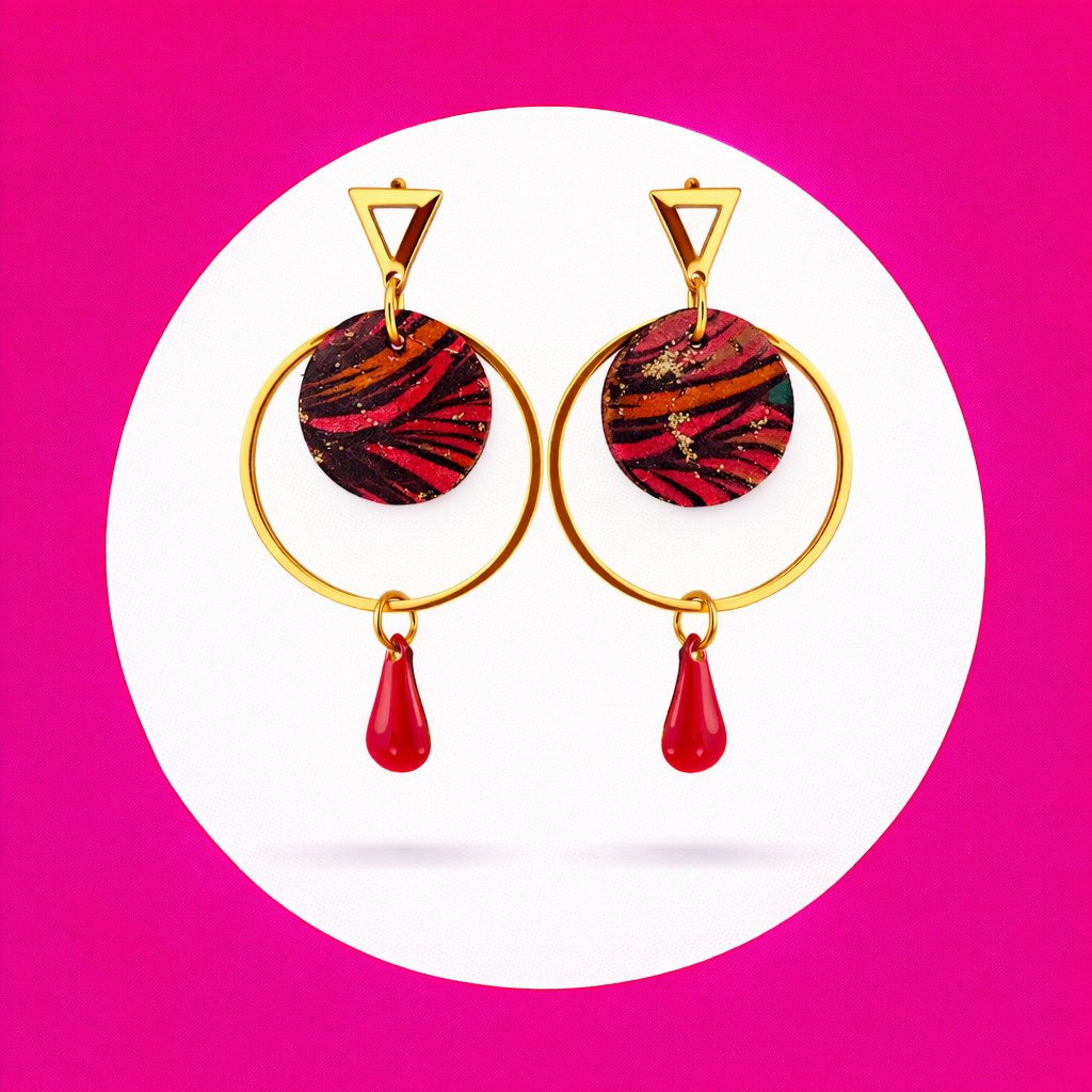 Boucles d'oreilles Candy en cuir rouge (2)