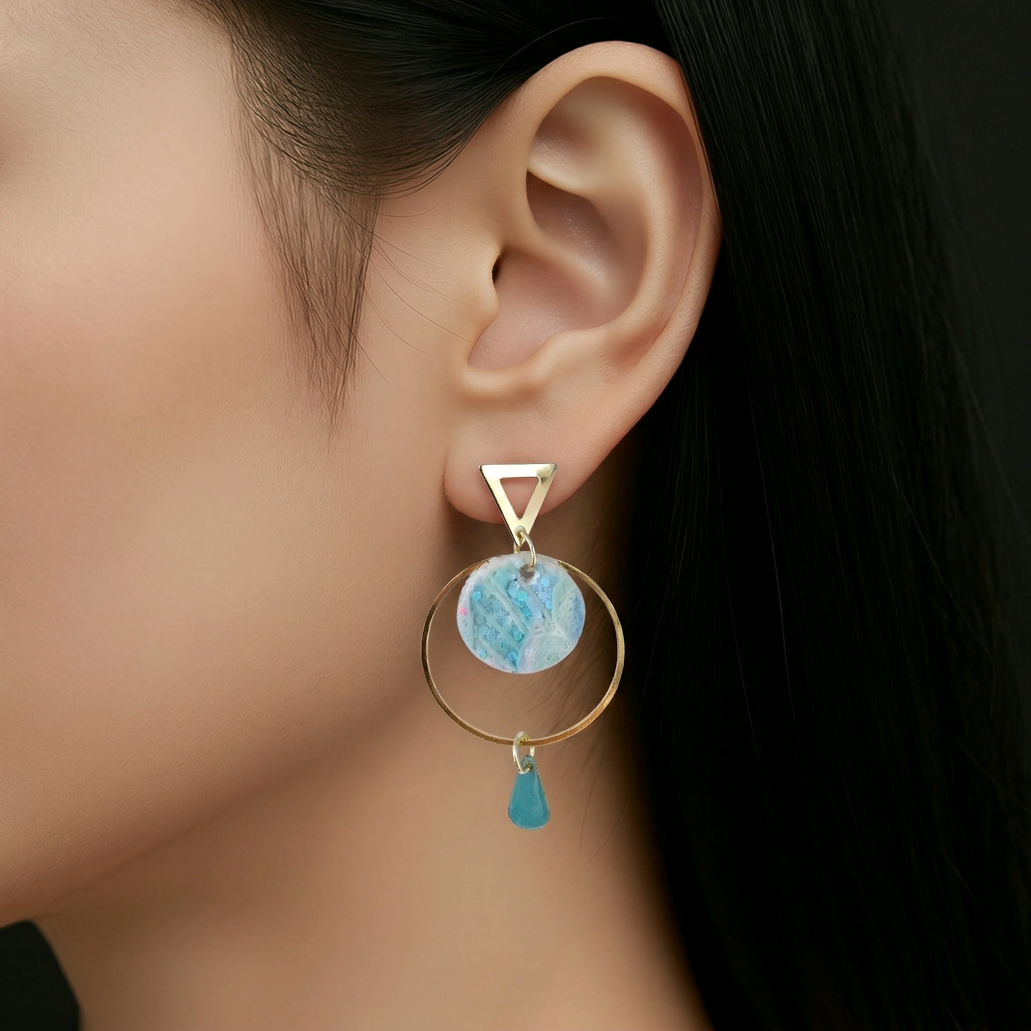 Boucles d'oreilles Candy en cuir turquoise (1)