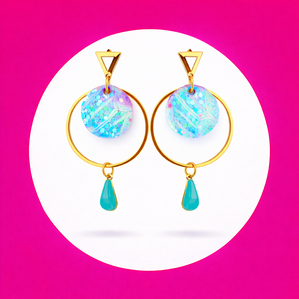 Boucles d'oreilles Candy en cuir turquoise (2)