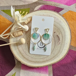 Boucles d'oreilles Candy en cuir vert (1)