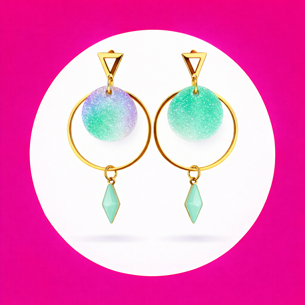 Boucles d'oreilles Candy en cuir vert (2)