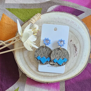 Boucles d'oreilles Céleste en cuir bleu (1)