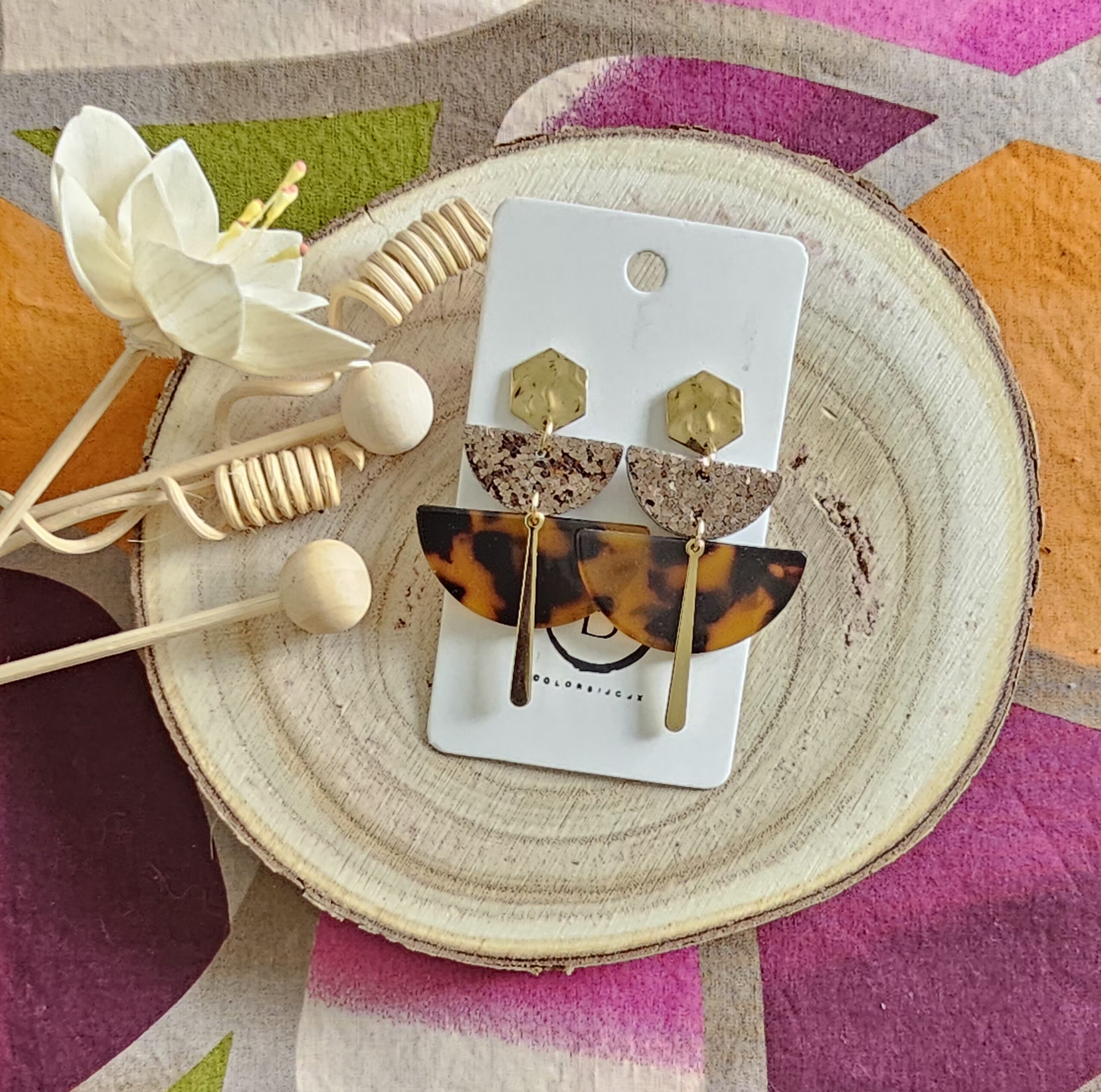 Boucles d'oreilles Charlotte en cuir bronze (1)