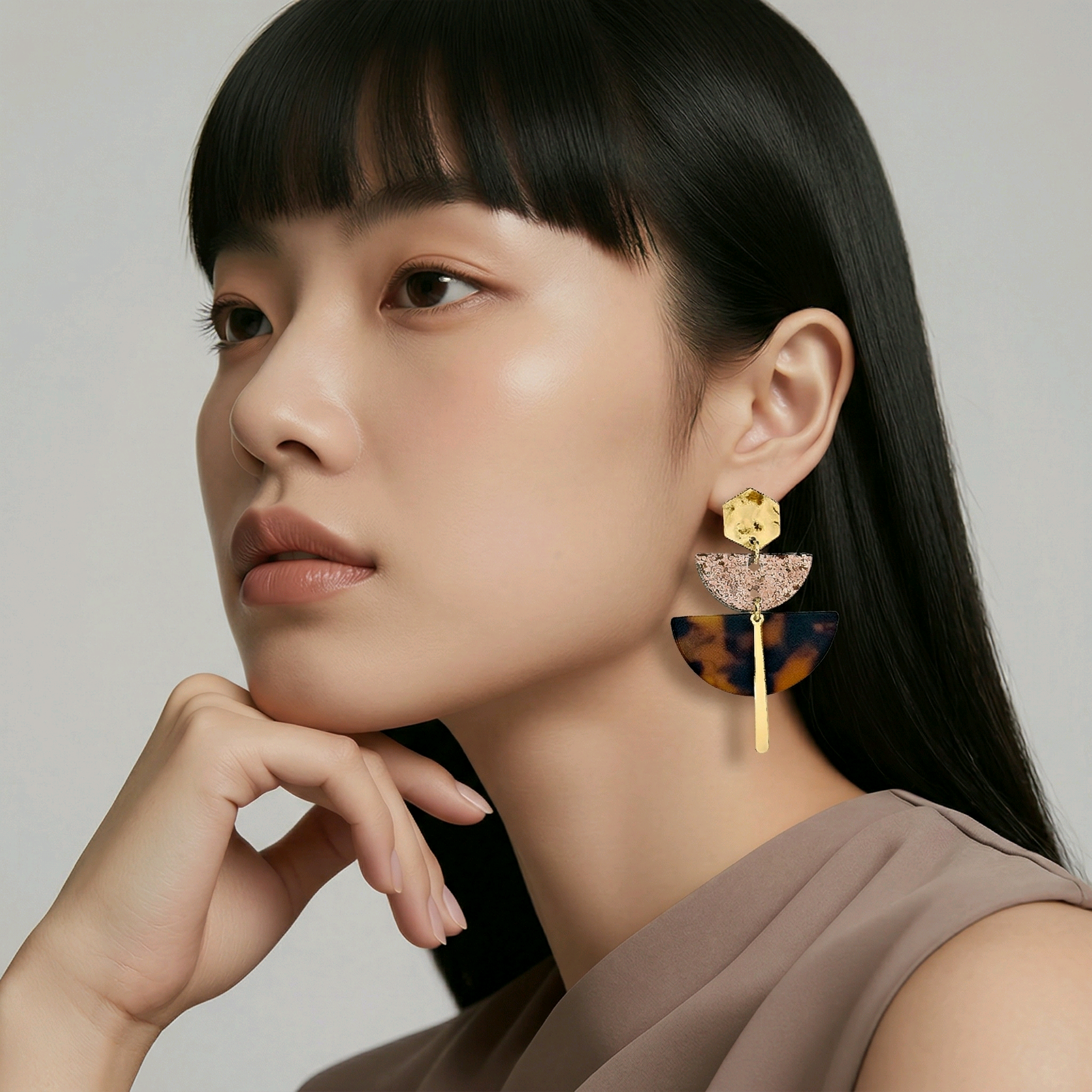 Boucles d'oreilles Charlotte en cuir bronze (1)