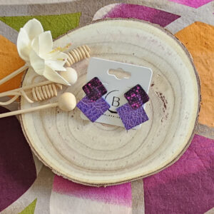 Boucles d'oreilles Chloé en cuir fuchsia violet (1)