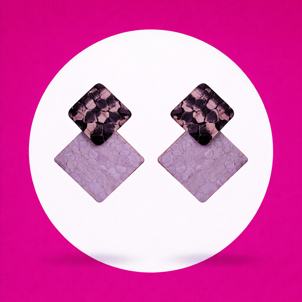 Boucles d'oreilles Chloé en cuir lilas (1)