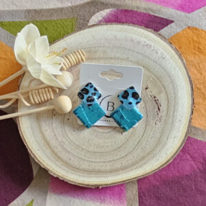 Boucles d'oreilles Chloé en cuir turquoise (1)