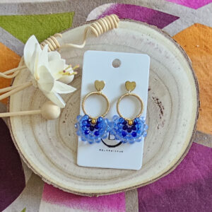 Boucles d'oreilles Diamante en perles de verre bleu (1)