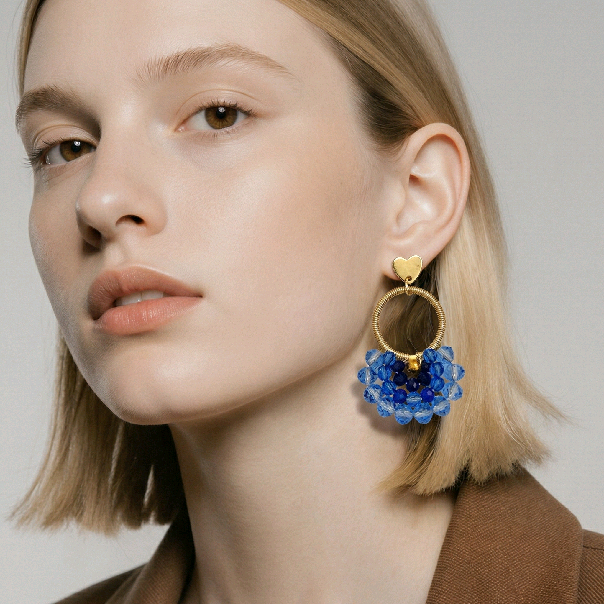 Boucles d'oreilles Diamante en perles de verre bleu (1)