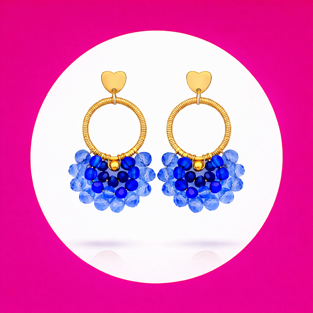 Boucles d'oreilles Diamante en perles de verre bleu (2)